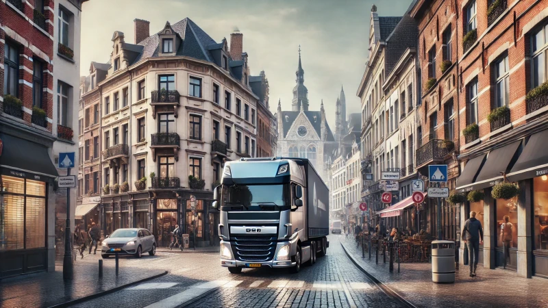 vrachtwagen met goederen van anewhere onderweg in belgie